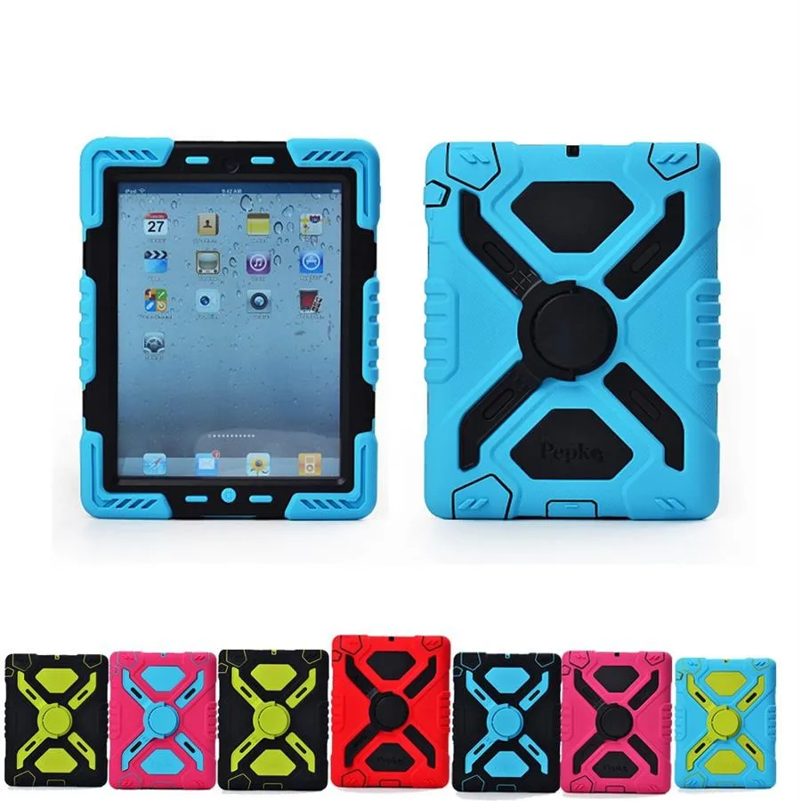 Pepkoo Spider Extreme Military Heavy Duty Waterproof Dust Shock Proof with stand Hang cover Case For iPad 2 3 4 for ipad air 1 2 p285R