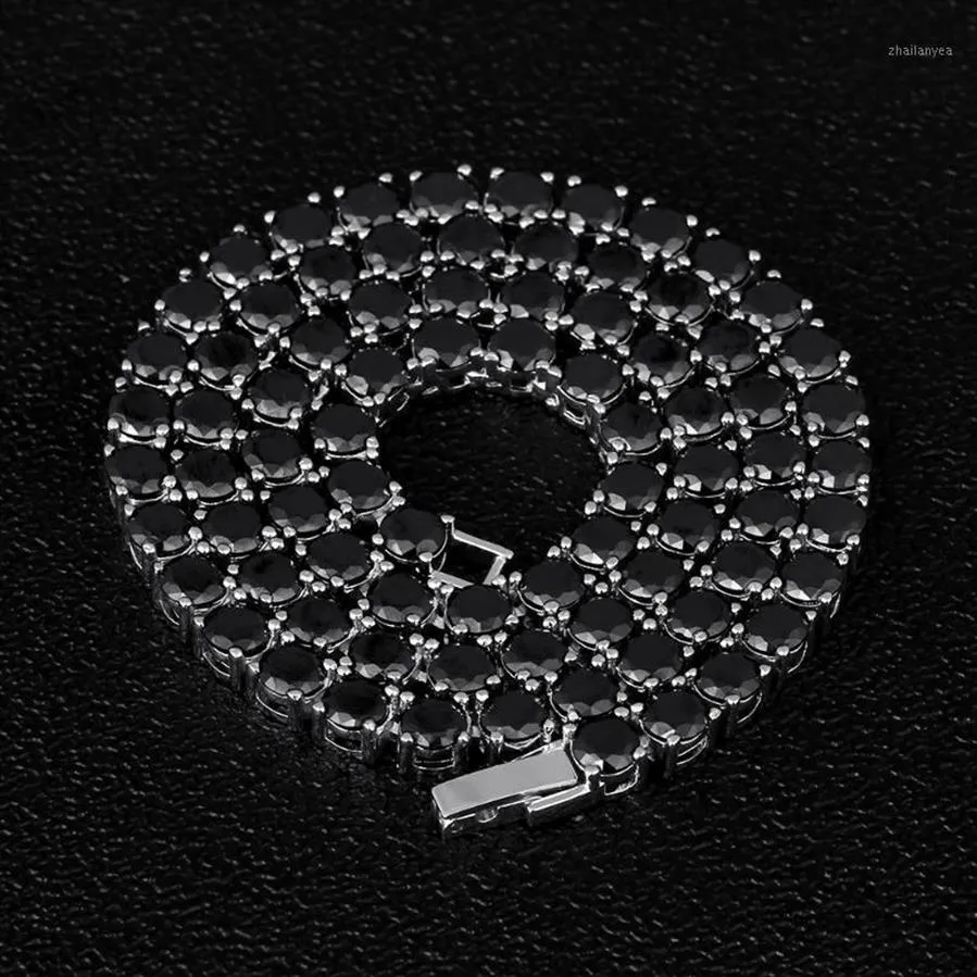 Dnschic Iced Out Tennis Necklace 5mm witgouden kettinglijn met zwarte cz voor mannen dames hiphop sieraden rapper street fashion12804