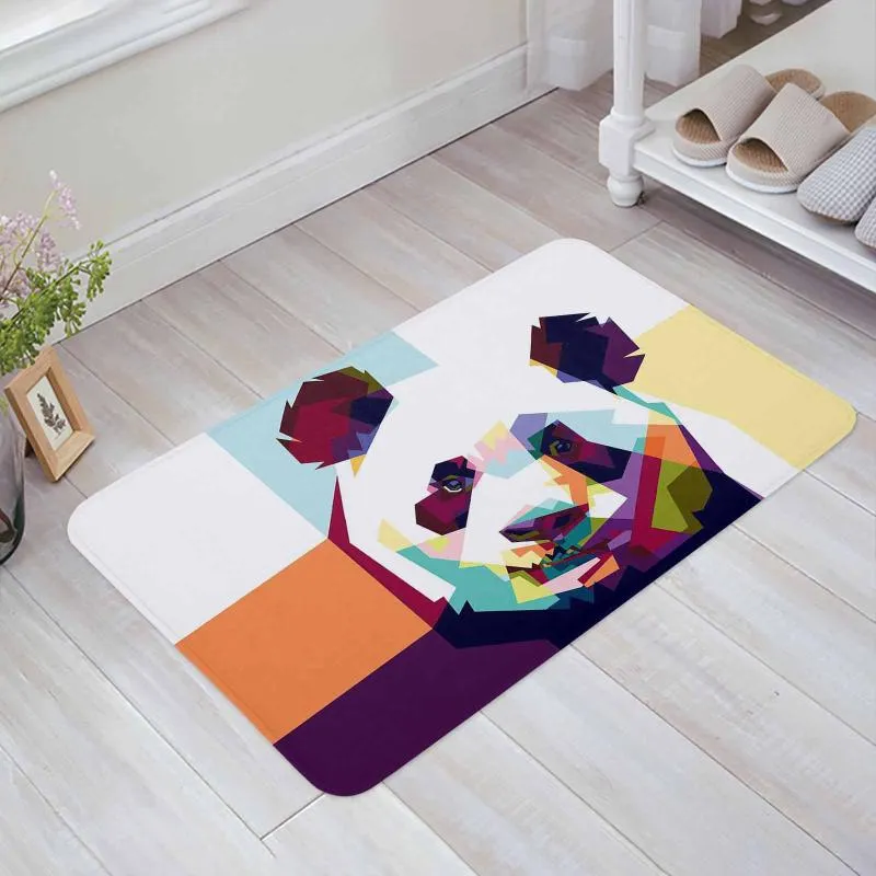 Carpets Abstract Art Geometric Animal Panda Creative Printing Doormat Kitchen Bathroom Anti-slip Living Room Bedroom Home CarpetCarpets