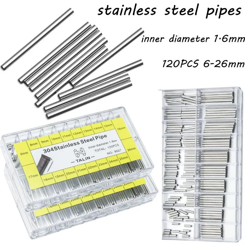 Kits d'outils de réparation 6-26mm Tube Bracelet de montre Broches Barres Tuyau en acier inoxydable 120PCS Diamètre intérieur 1,6 mm Prévenir la rupture de l'interface de la sangle Protection