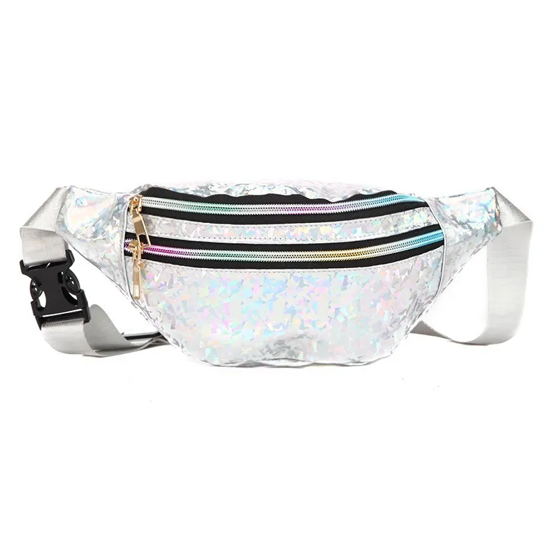 Taille Taschen Holographische Fanny Pack Hologramm Tasche Laser PU Strand Reise Banane Hüfte Bum Zip Frauen Geldbörse Gürtel Mädchen Brust taschenTaille