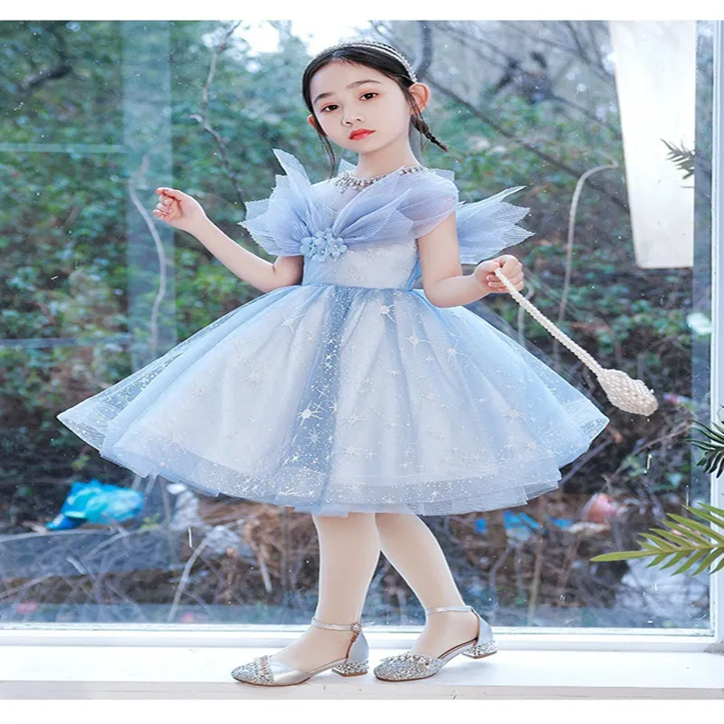 Girl's Dresses A-Line Flower Girl Beading Appliques Children's Dress Baby Gown For Formal PartyGirl's