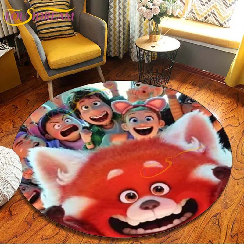 Tappeti Caroon Round Turning Red Mat Panda Stampato Soggiorno Area ufficio Tappeto Camera da letto Bambini Tappetini da gioco Tappeti per sedieTappeti