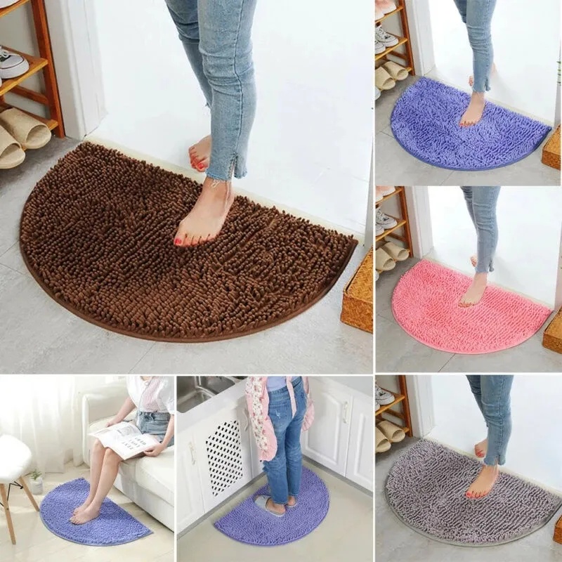 Teppiche, 40 x 60 cm, hochwertige Chenille-Bodenmatte, weicher Teppich, rutschfest, für Badezimmer, Tür, Schmutzbarriere, halbkreisförmige Matte