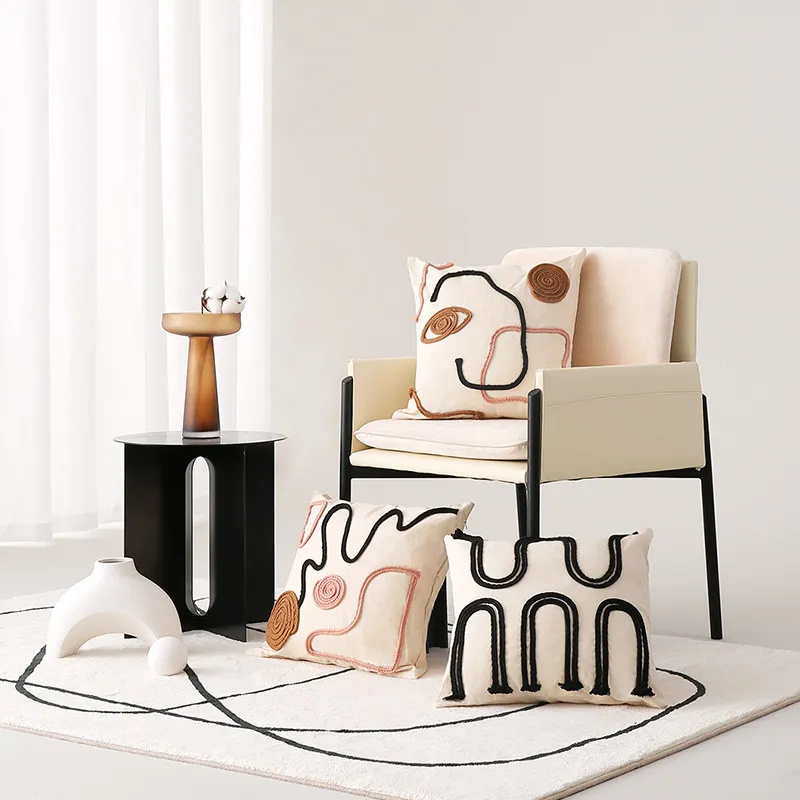 Kudde/dekorativ kudde soffan konstlinje kram kudde abstrakt sängkudde kudde kontor lumbal support modellrum utan korekudde/dec