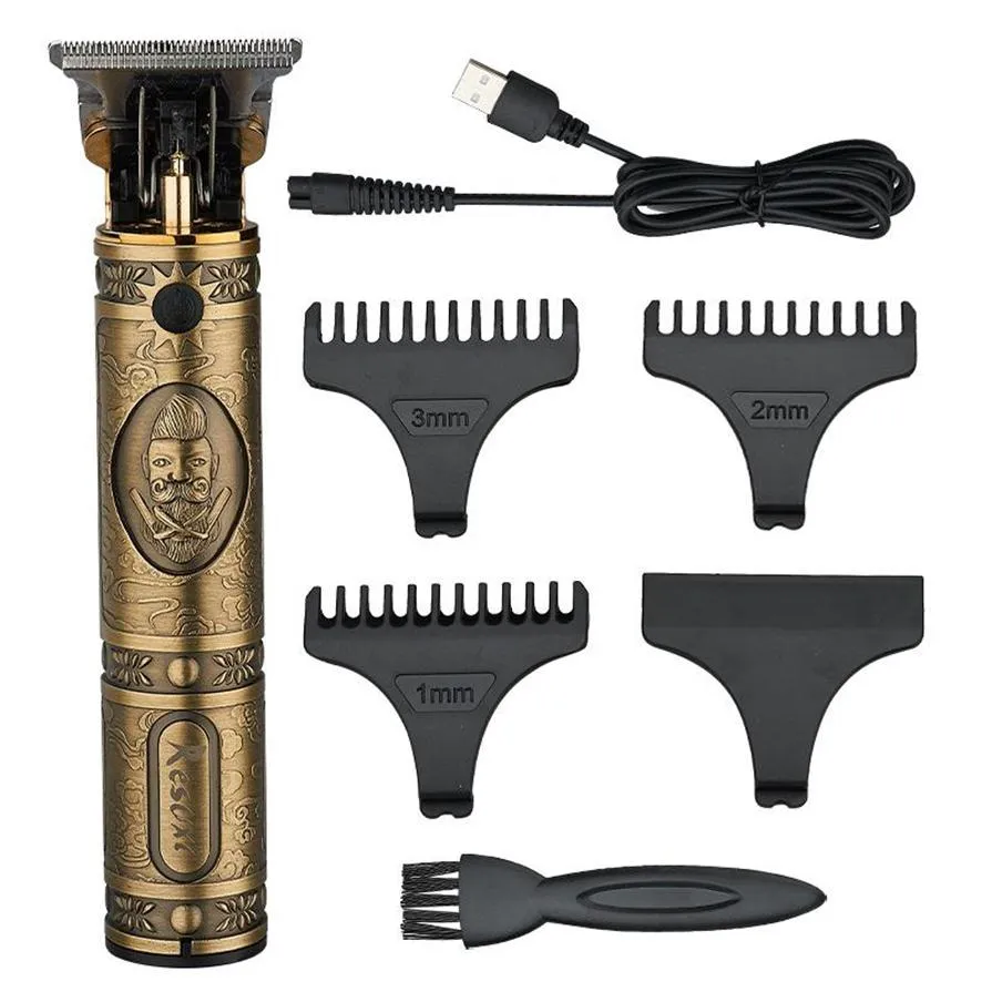 New Buddha Head Electric Hair Clippers Rechargeable Retro Oil Head Hair Trimmer Christmas Gift For Man 0mm Comb USB Charger218o