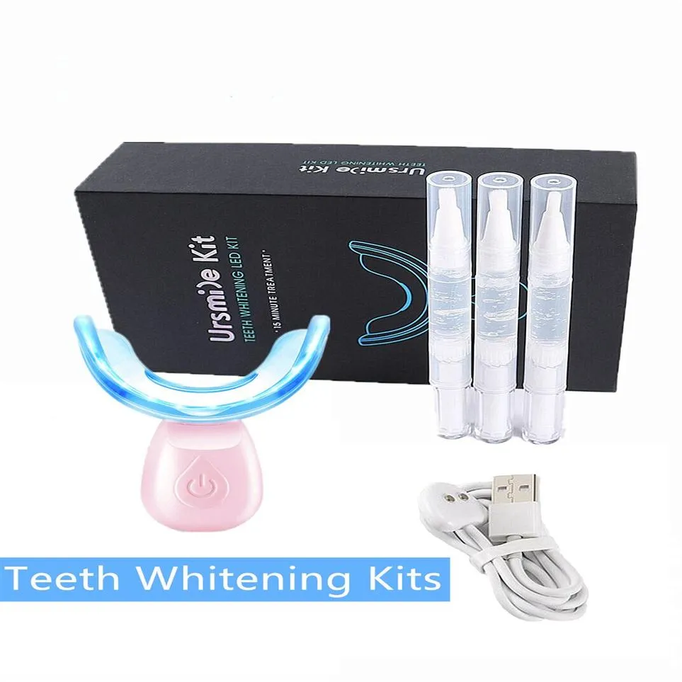 Cold light Teeth Whitening LED Kit with 3 3ml tooth bleaching gel waterproof outstanding whitener effective use at home2824