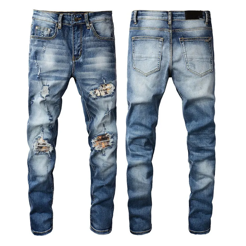 Mens Designer Jeans Star High Elastics Distressed Strappato Slim Fit Motociclista Denim Per Uomo Moda Pantaloni Neri 2022 Alta Qualità