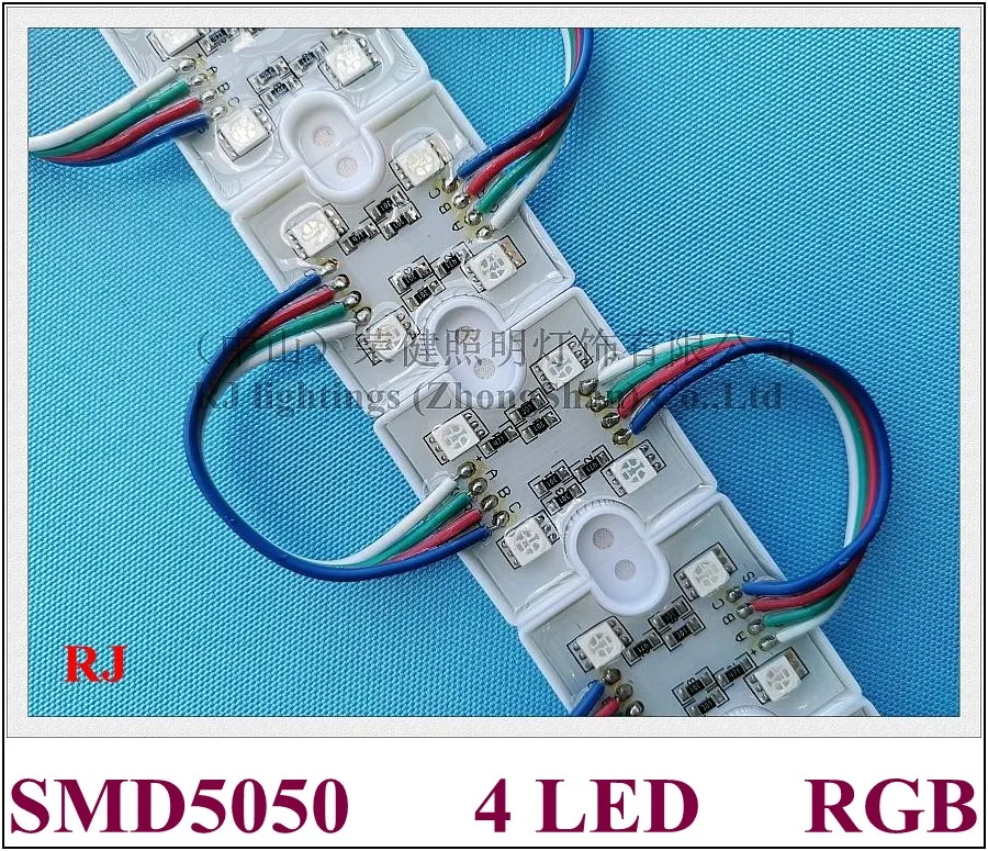 5050 RGB LED Modül Su Geçirmez LED Pixel Modül Işığı SMD5050 DC12V 4 LED PC kabuk CE ROHS