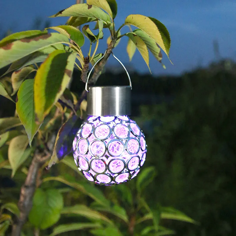 Stringhe Globo Solare Appeso Lampada LED Cambiabile Colore RGB Lampada Decorativa per Albero Impermeabile in PVC in Acciaio Inossidabile per Aiuola da GiardinoLED
