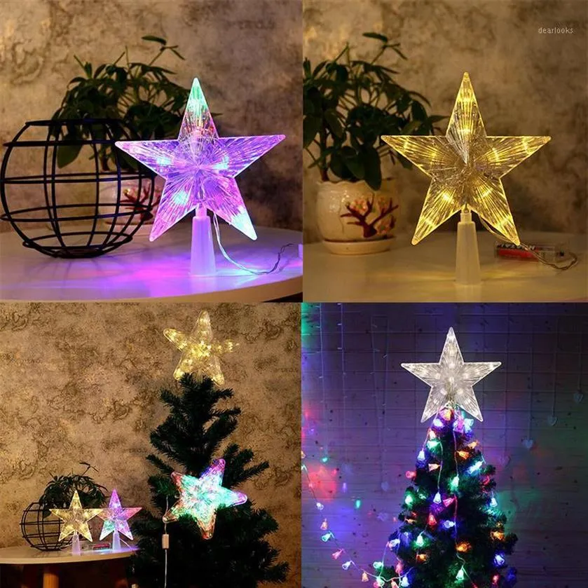 Christmas Tree Topper LED Light Up Star Tree Home Party Xmas Ornament