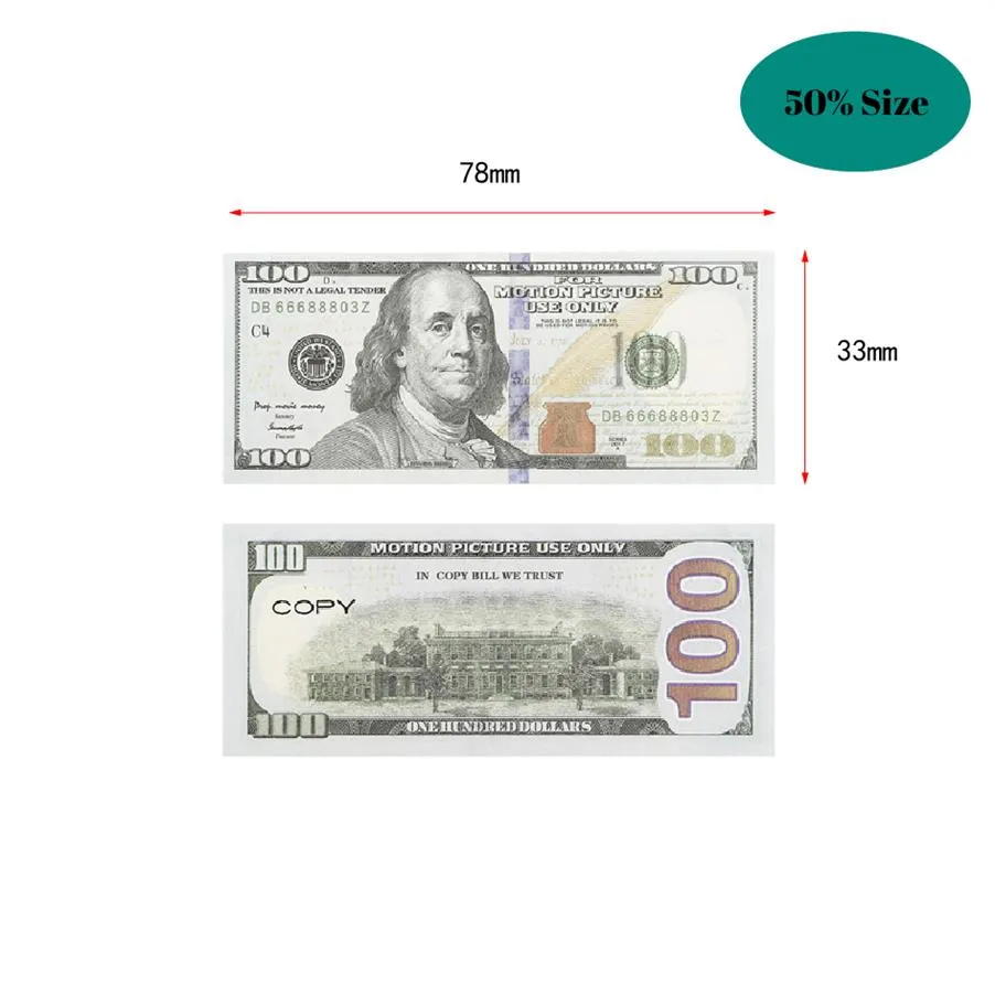 Çoğalt bize sahte para çocuklar oyuncak veya aile oyunu kağıdı kopyala Banknote 100pcs Pack225v
