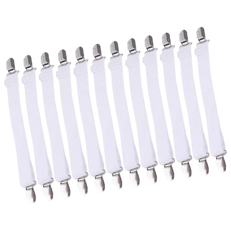 Abbigliamento Guardaroba Storage 12pcs Multiuso Lenzuolo di Fissaggio Bretelle Regolabili Pinza Cinturino Elastico Con Clip Per Lenzuola Materassi