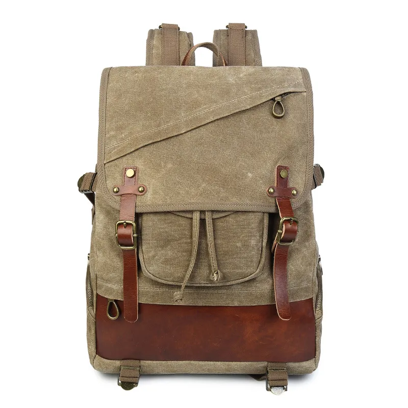 Backpack Men Waterproof Canvas Backpacks Vintage Leisure Women Travel 14" Laptop Functional Sports Retro Shoulder BagsBackpack