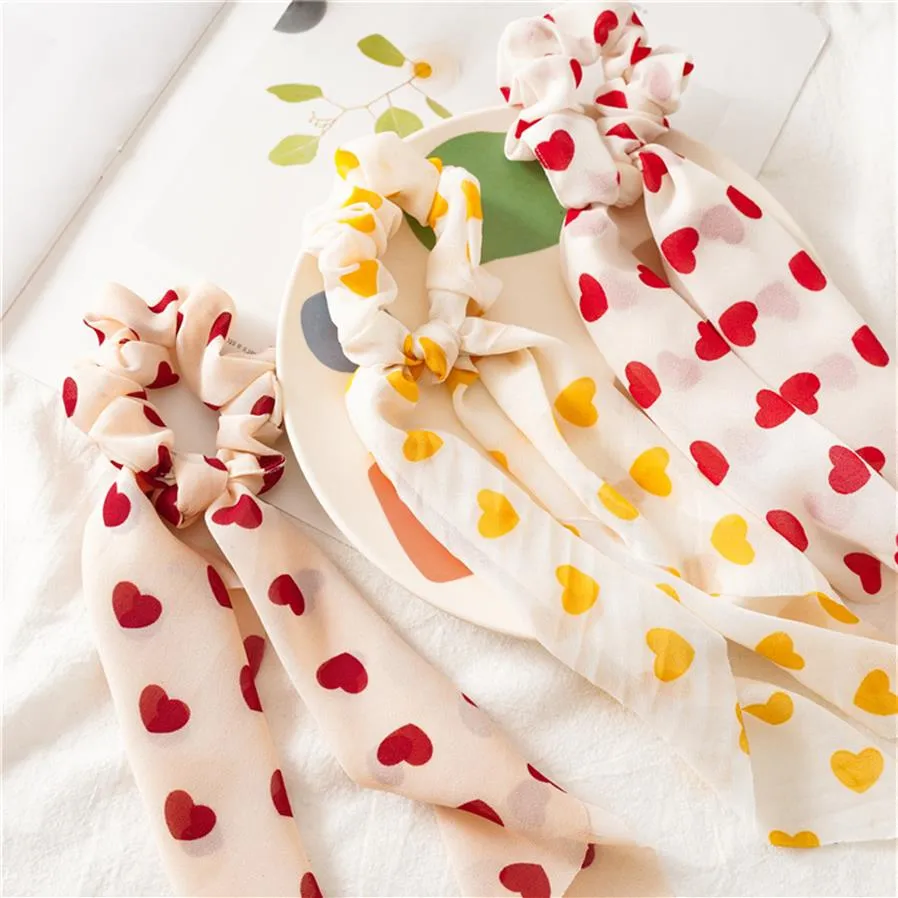 Girls Bows Chiffon Hair Scrunchie Bohemia Style Children Love Heart Elastic  Ponytail Holder Kids Lace Up Bow Ribbon Princess Headd289L From X88f, $0.79  | DHgate.Com