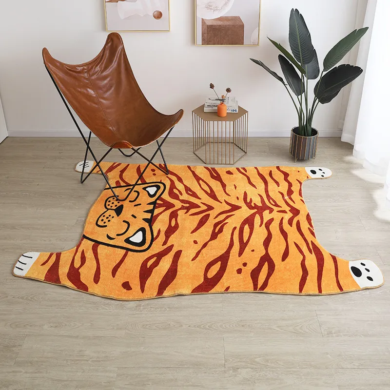 Teppiche Nordic Cartoon Nachahmung Tiger Muster Teppich Kinderzimmer Schlafzimmer Wohnzimmer Nacht Tee Tisch Dekorative Boden MatCarpets