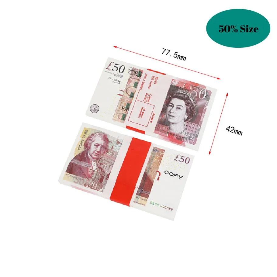 Prop Money UK Funts GBP Bank Game 100 20 Notatki Autentyczne filmy filmowe Filmy Gra Fake Cash Casino Po Booth Props250x7c04