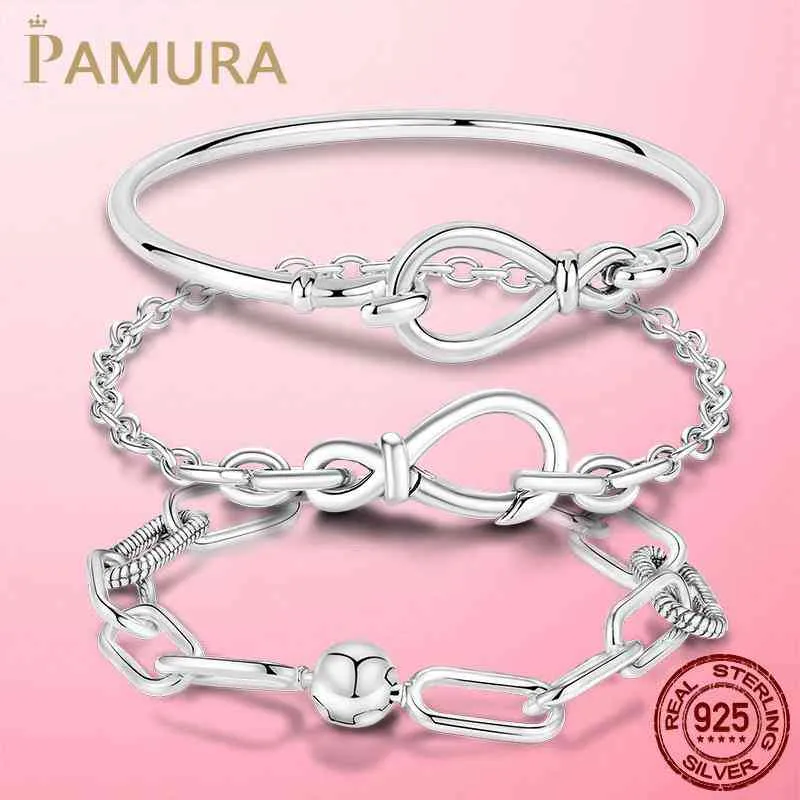 Silver Bracelet 925 Original Me Fit Pan Infinity Knot Chain Femme Jewelry for Women Gift