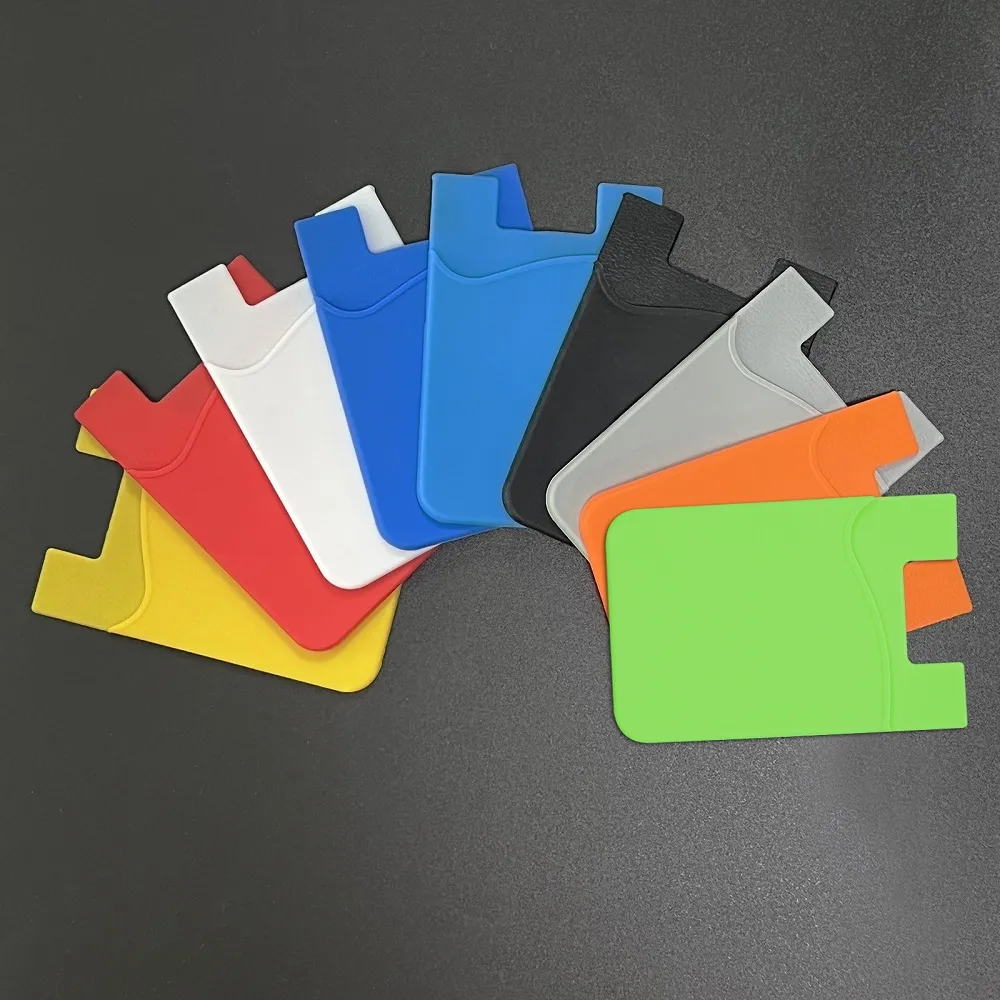 Custodia porta carte di credito cellulare Custodia carte adesiva in silicone tascabile compatibile iPhone Samsung Android e tutti gli smartphone