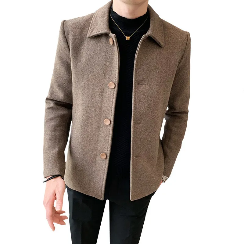 Autumn Winter Jacket Men Woolen Coat Shortbreaker النسخة الكورية من معطف Slim Fit Woolen 220822