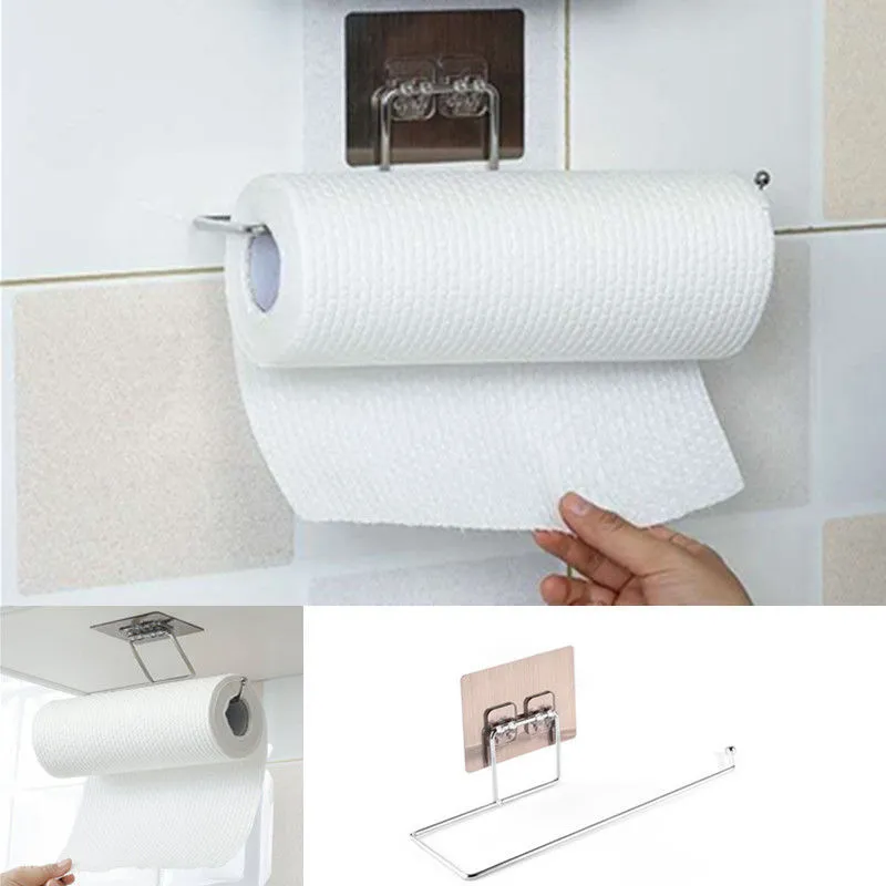 Soporte de papel colgante para baño, cocina, rollo de papel, toallero, soporte para estante, colgador de soporte para inodoro, estantes de almacenamiento para el hogar