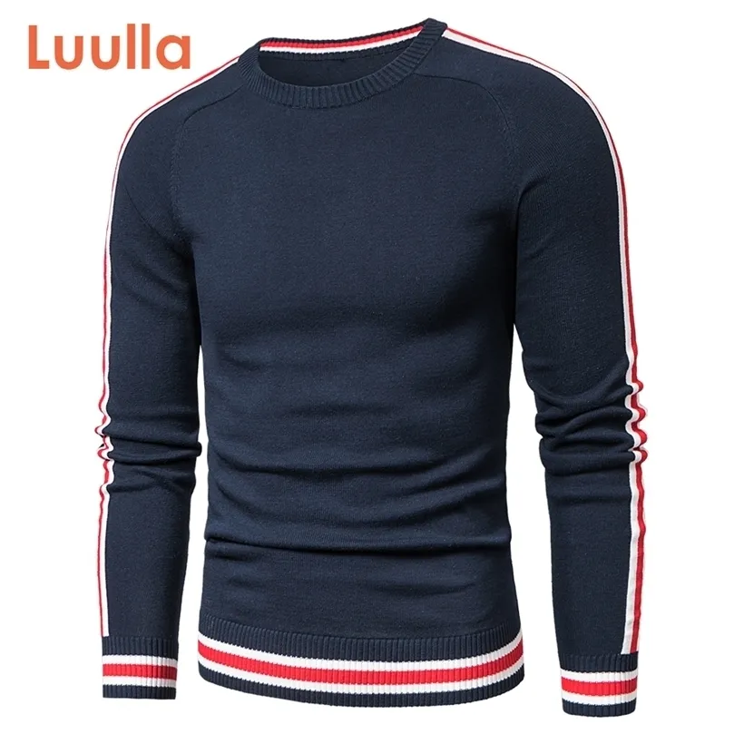 Luulla Uomo Primavera Casual lavorato a maglia 100% cotone a righe maglioni pullover uomo autunno moda classico maglioni collo uomo 220822