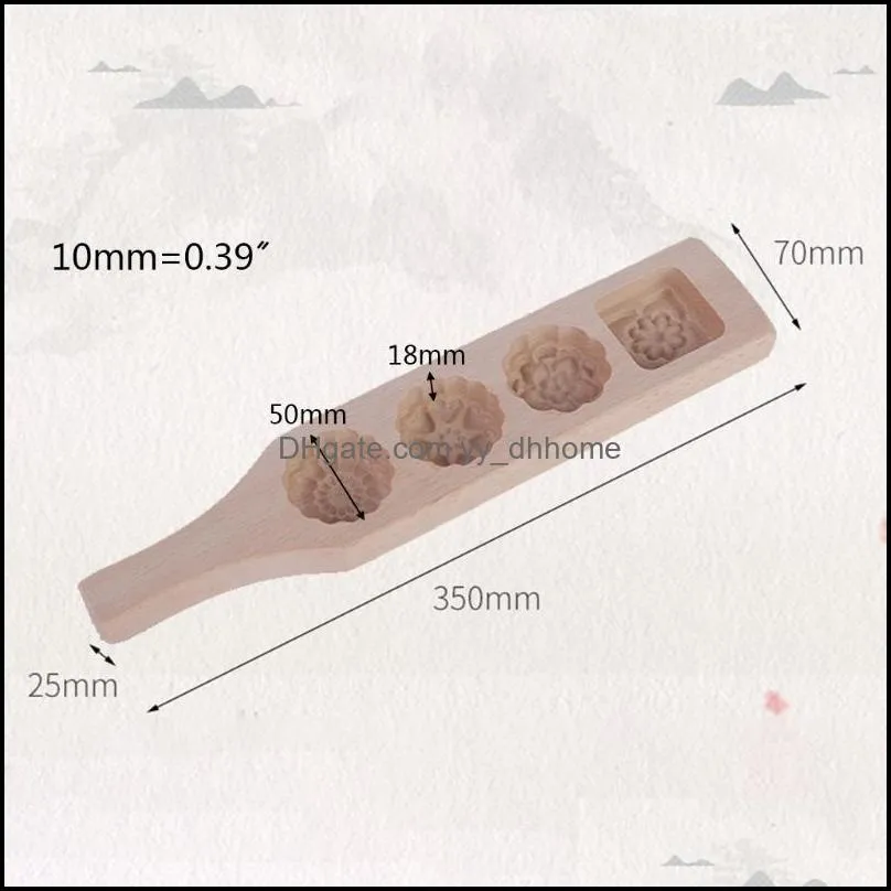 УПРАВЛЕНИЕ ИНСТРУМЕНТЫ ТРЕЗОПРОДА 4 Отверстие Деревянное лунное торт инструмент плесени для изготовления мунг -бобовой кожи кожи M68E доставка 2021 Дома