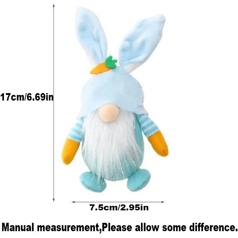 Easter Rabbit Gnome Old Man Doll Party Supplies Plush Rabbits Ears Figurine Ornaments Colorful Dwarf Dolls Elf Kid Gift Home Decoration wzg TL1164
