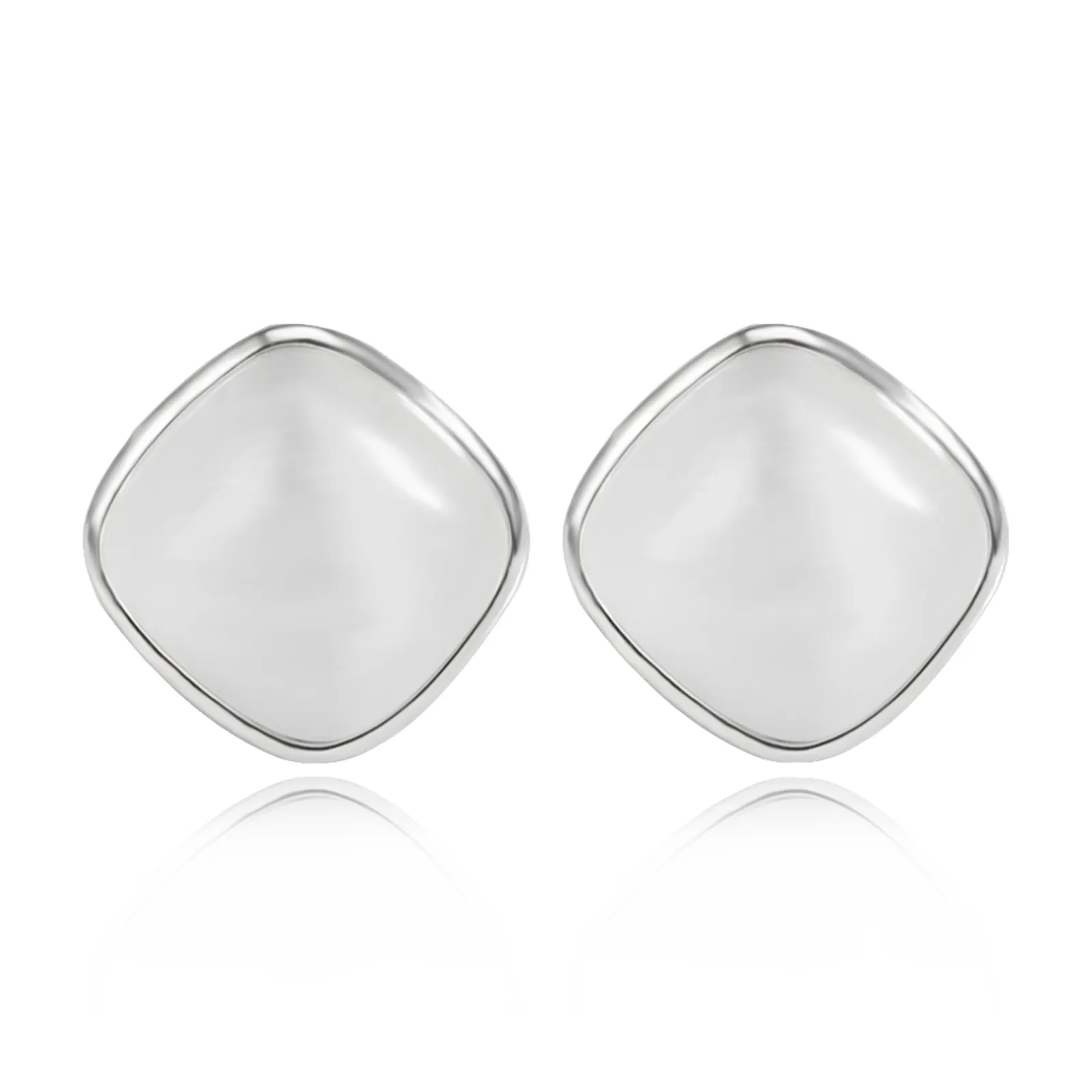 12 mm synthetische opaalbuien oorbellen witte vierkante katten oogsteen oorbel voor vrouwen klassieke fijne sieraden