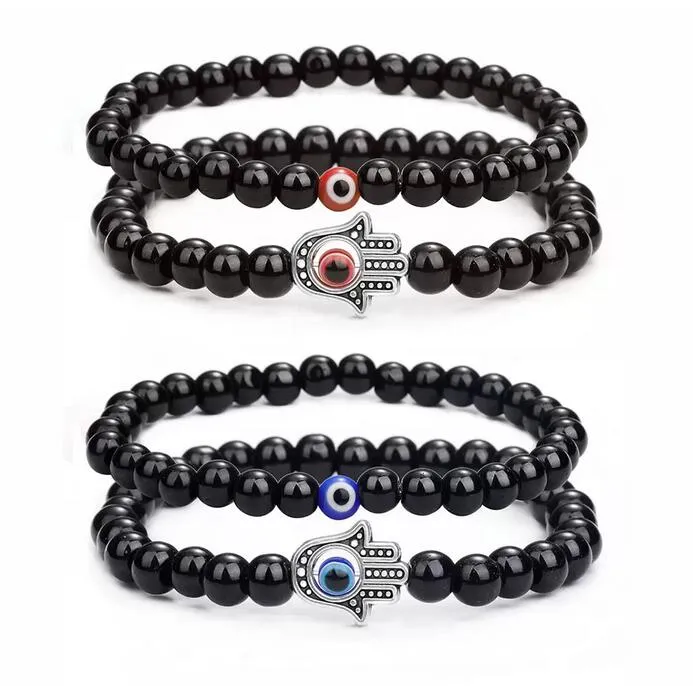 2 stks zetten een kwaadaardige blauwe oog kralen armband voor vrouwen mannen strengen koppelen sieraden hand charme witte turquoise armbanden