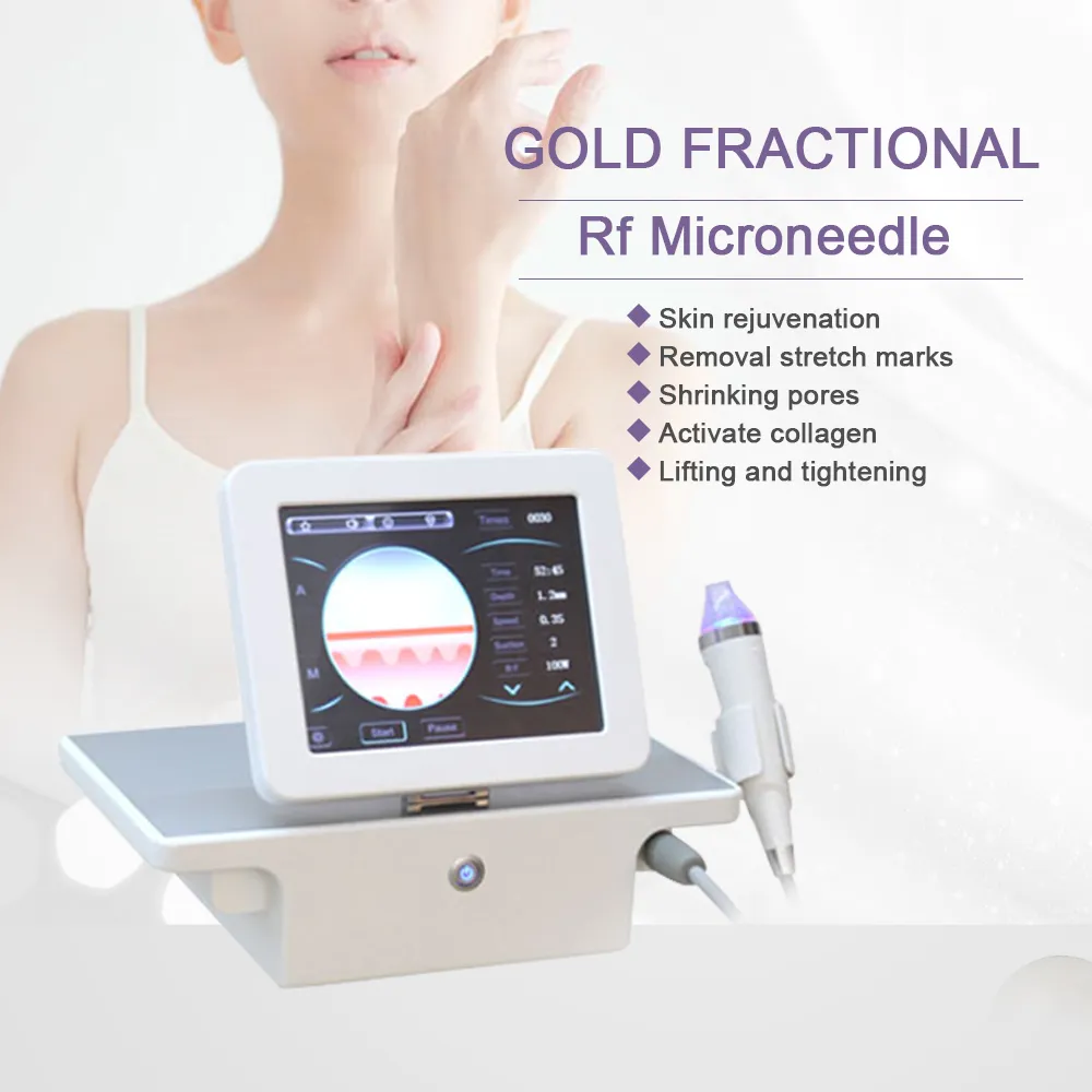 RF frazionario Microneedle Pelle che stringe la rimozione delle rughe Macchina per il trattamento del viso Lifting rassodante Rimuovi le smagliature Microneedling Dispositivo a radiofrequenza