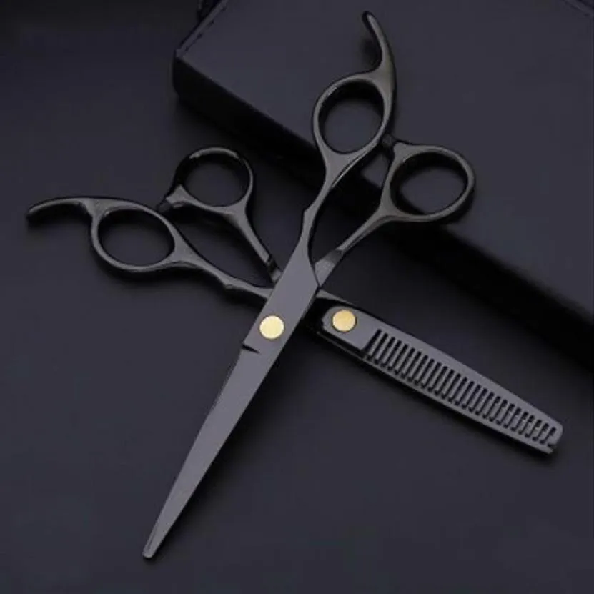 Costway Professional 440 Steel 6 Inch Black Hair Scissors Set Cutting Barber Salon Haircut Thinning Shears Hairdressing Scissors2977