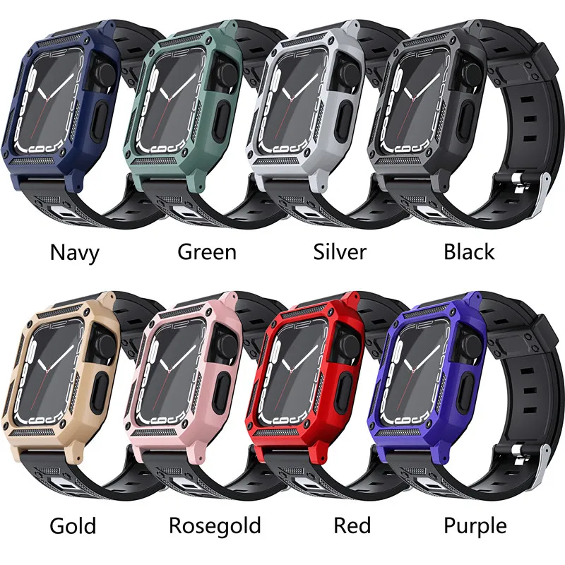 Militaire Armor Protective Case Band Brap Bracelet Cover voor Apple Watch Series 8 7 6 5 4