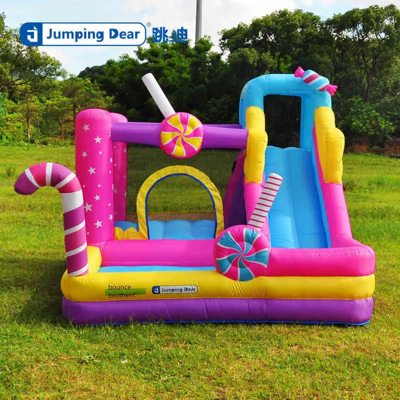 Bounce House opblaasbare rotsklimmenglijbaan Kinderen stoute kasteel Outdoor Trampoline