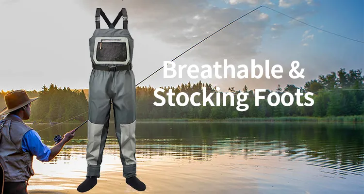 Breathable 3 Layer Fishing Waders With Chest Stocking Diabetic