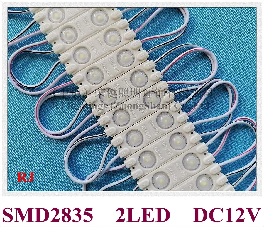 렌즈 알루미늄 PCB 방수 DC12V 40mm x 13mm x 4mm SMD 2835 2LED를 갖춘 작은 기호 문자 용 미니 LED 조명 모듈