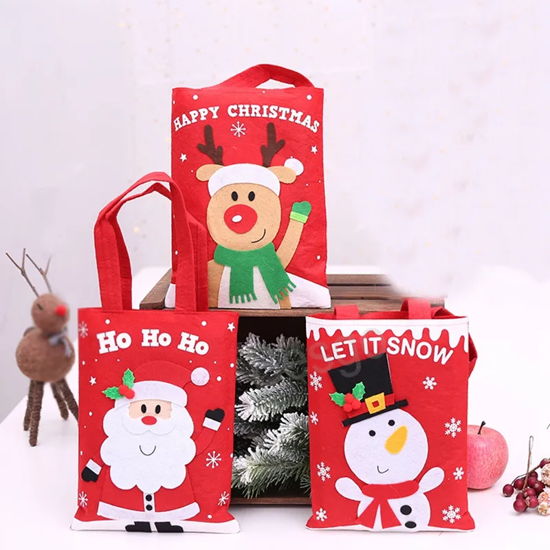 حقيبة هدايا عيد الميلاد سانتا كلوز أكياس كاريكاتير الثلج هدايا الأيائل حقيبة أشجار عيد الميلاد معلقة ديكور أكياس الحفلات عيد الميلاد BH7396 TYJ