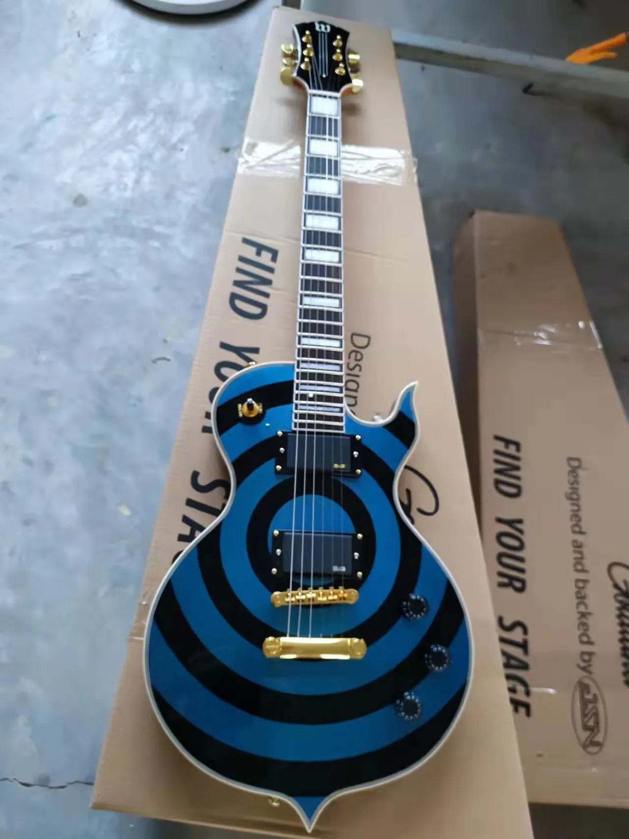 Wylde Audio Odin Graal Zakk Guitare Metallic Blue Bullseye Guitar électrique