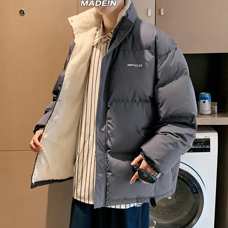 Parka da uomo in piumino Cappotto imbottito in cotone sciolto Inverno Addensato Pane caldo Abbigliamento Marea Cappotto Parka in cotone di lana di agnello di marca da uomo