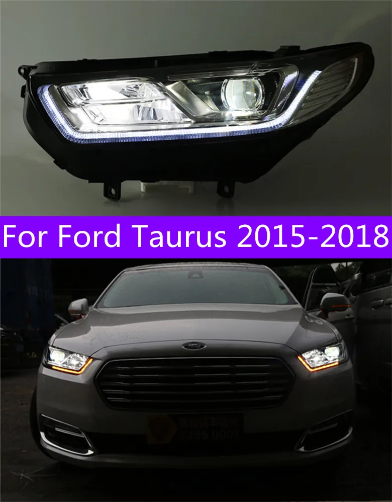 Lampe frontale pour Ford Taurus 20 15-20 18 Phares Taurus DRL Clignotants High Beam Angel Eye Projecteur Lentille