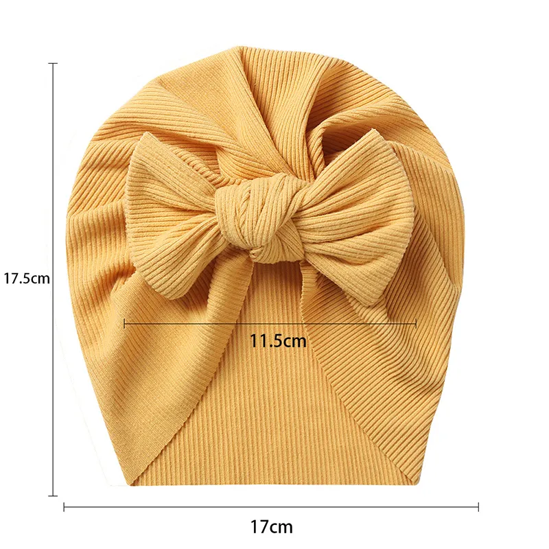 Solid Color Bow Baby Hat Bowknot Baby Girl Hat Turban Knot HeadWraps for Baby Children Bonnet Beanie Newborn Photography Props