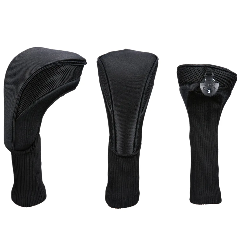 3pcs/set Long Neck Golf Club Cover Driver Wood Protect Number Tag Fairway Golf Cover Accovery