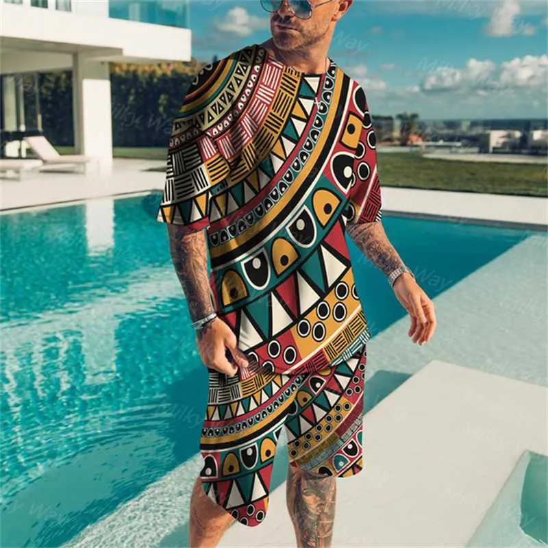 Bohemian Style Mens Summer Tracksuit Set Vintage Oversized Oversized T  Shirt Men And Short Top Outfit For Outdoor Casual Wear From Yunhaoqiu,  $17.62