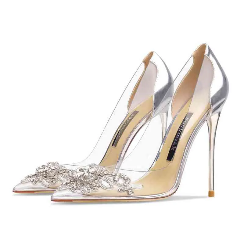 Clear Heels Shoes With Rhinestones On The Heel Save Big On Bulk