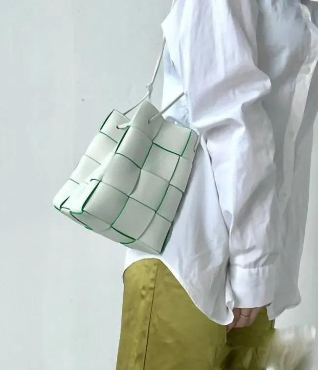 Enkele schouder Crossbody emmer tas geweven ontwerp uniek zwart -wit grote capaciteit