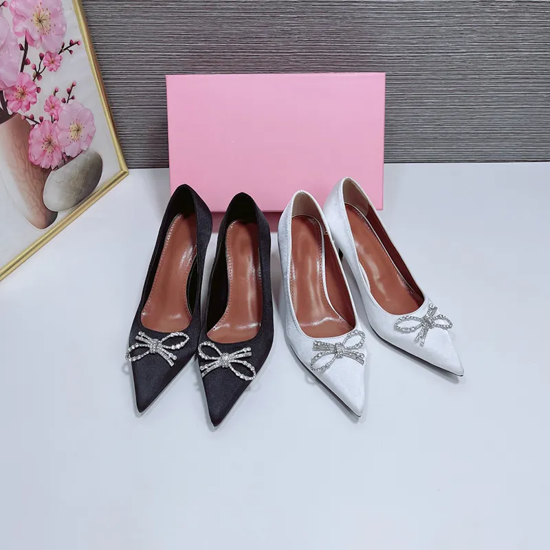 Size 34-42 Fashion Luxury Designer Black And White Women's Shoes Leather High Heel Pointed Toe Shoes 7cm