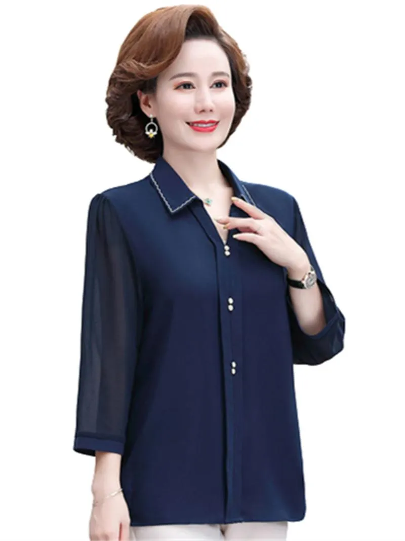 Blouses femininas camisas mulheres mola primavera outono de lady moda casual manga longa colar de colarinho sólido cor azul azul tops wy0554women's