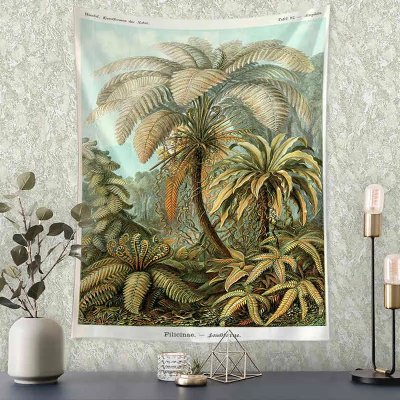 Marine Animal Tapestry Nature Art Wall Hanging Plant Illustration Bohemian Home Aesthetics Room Decor J220804