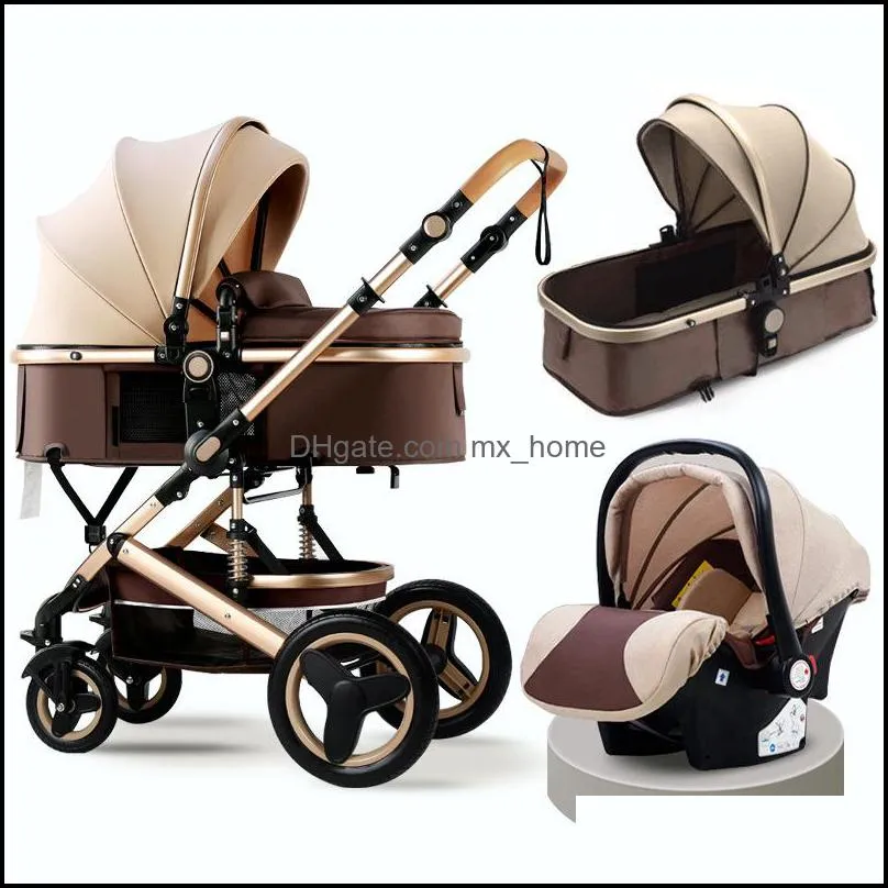 Strollers Baby Stroller 3 In 1 Mom Luxury Travel Pram Carriage Basket Babies Car Seat And Cart Mxhome Drop Delivery Baby Bdebaby Dhzwm