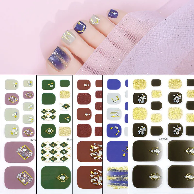 Waterproof 3D Toenail Art Stickers - 22 Gel Nail Strips for Pedicure ...